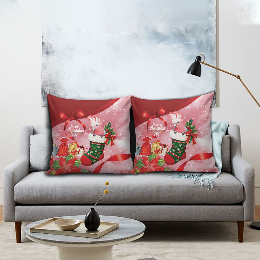 Pink Galah Cockatoo Christmas Australia Pillow Cover Aussie Xmas Sock Coquette Bow