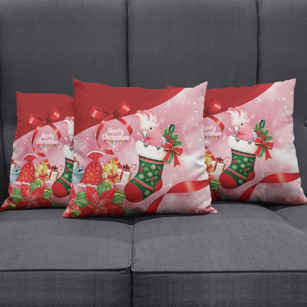 Pink Galah Cockatoo Christmas Australia Pillow Cover Aussie Xmas Sock Coquette Bow