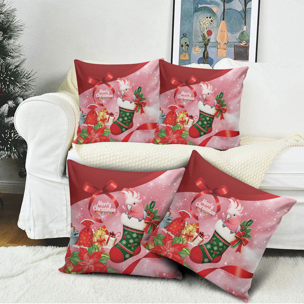 Pink Galah Cockatoo Christmas Australia Pillow Cover Aussie Xmas Sock Coquette Bow