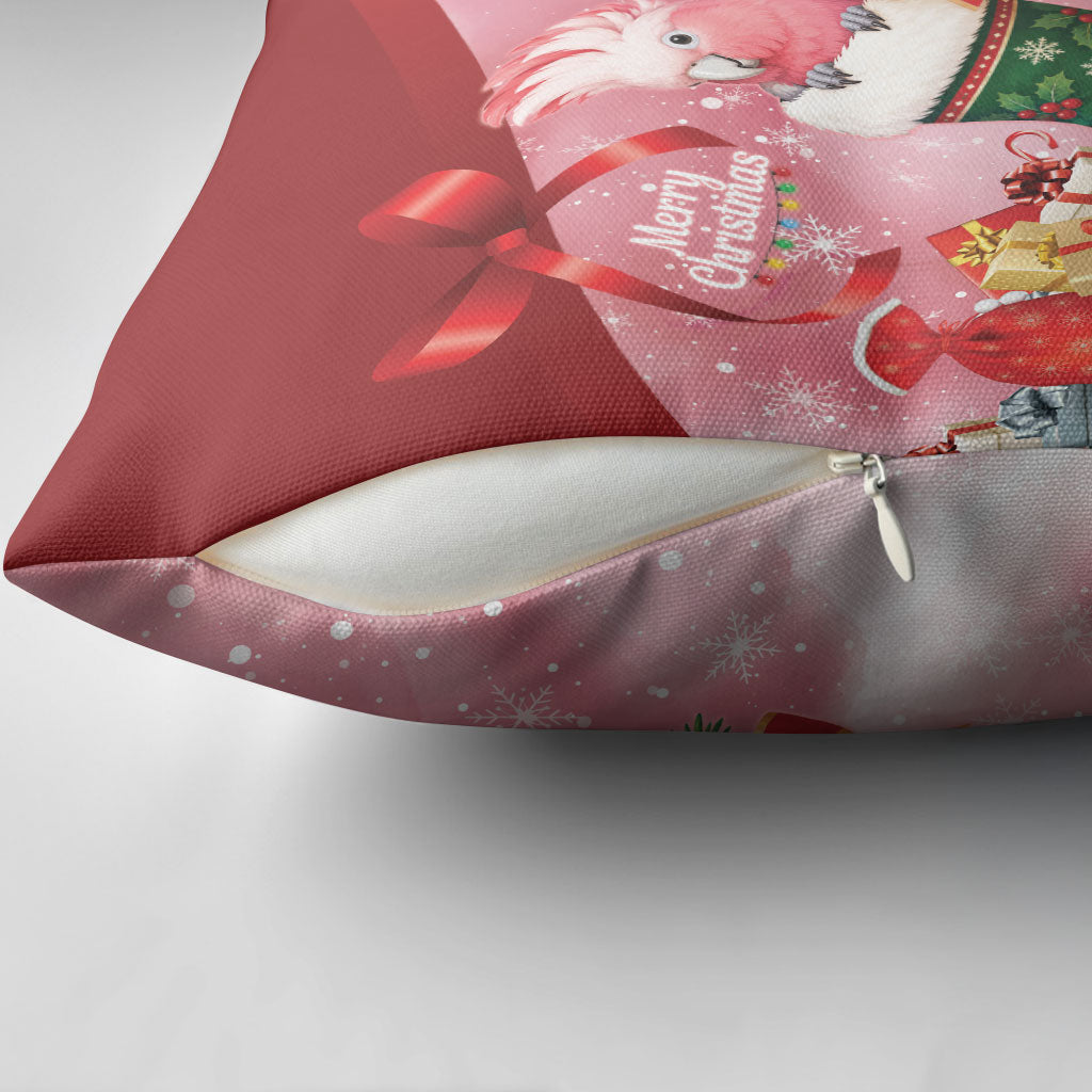 Pink Galah Cockatoo Christmas Australia Pillow Cover Aussie Xmas Sock Coquette Bow