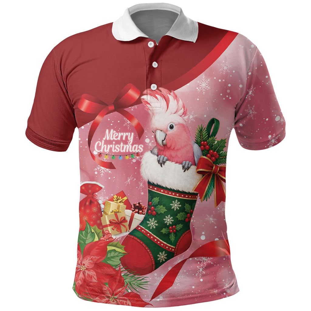 Pink Galah Cockatoo Christmas Australia Polo Shirt Aussie Xmas Sock Coquette Bow