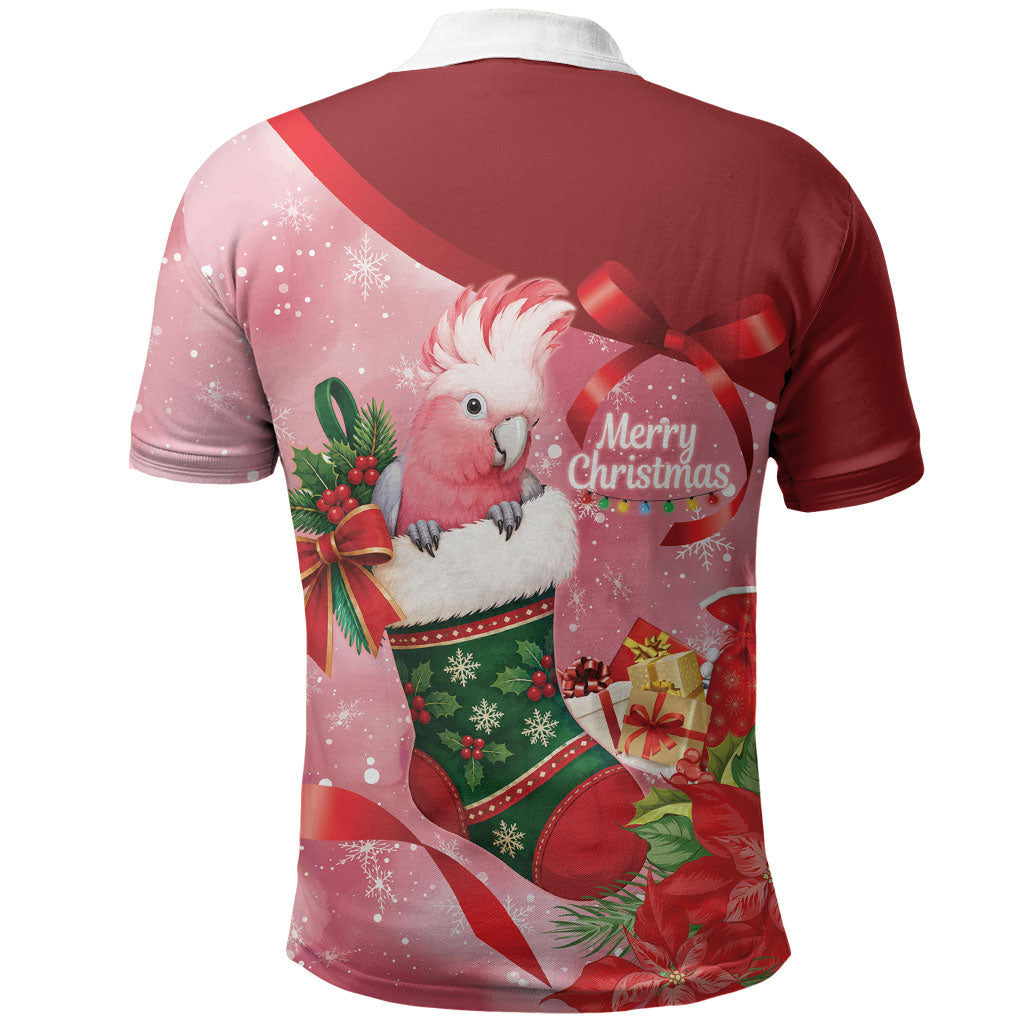 Pink Galah Cockatoo Christmas Australia Polo Shirt Aussie Xmas Sock Coquette Bow