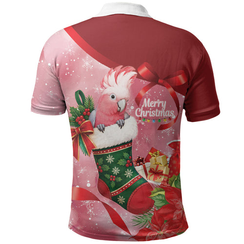 Pink Galah Cockatoo Christmas Australia Polo Shirt Aussie Xmas Sock Coquette Bow