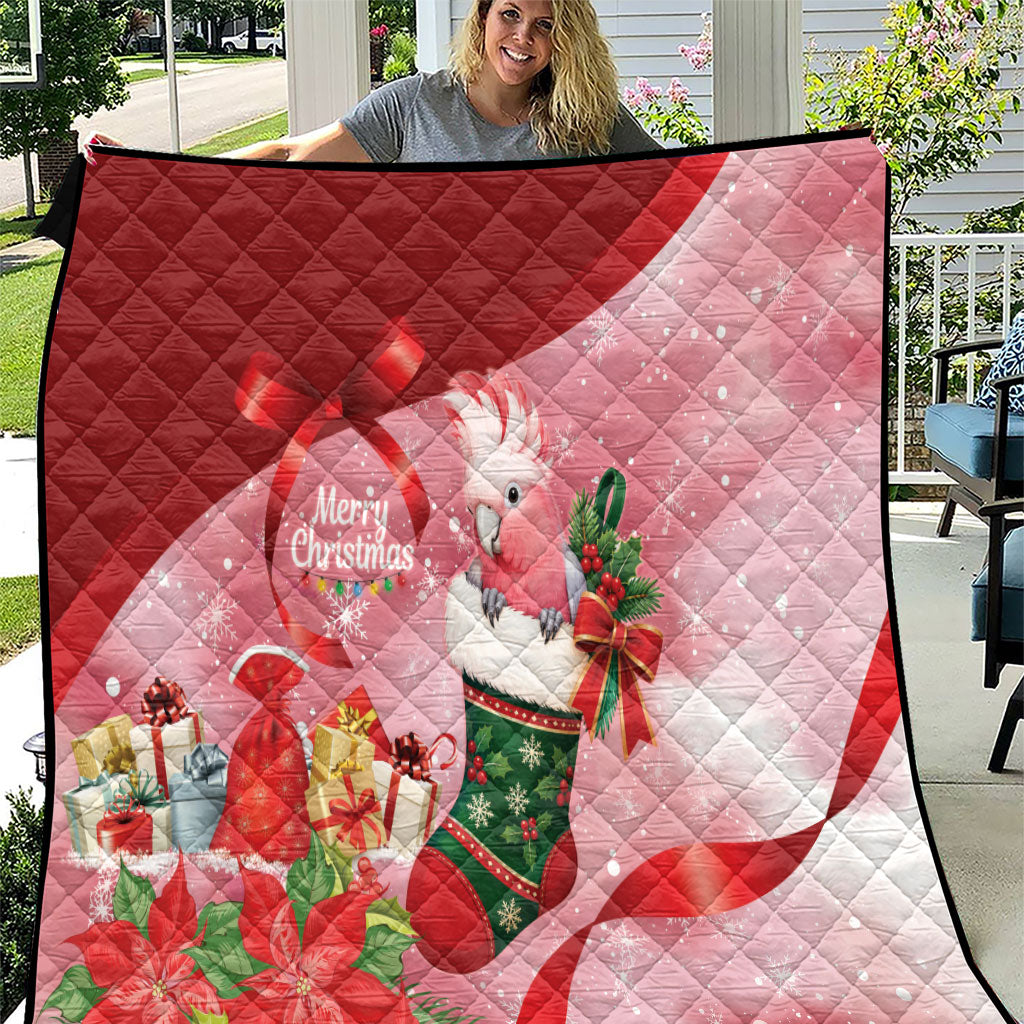Pink Galah Cockatoo Christmas Australia Quilt Aussie Xmas Sock Coquette Bow