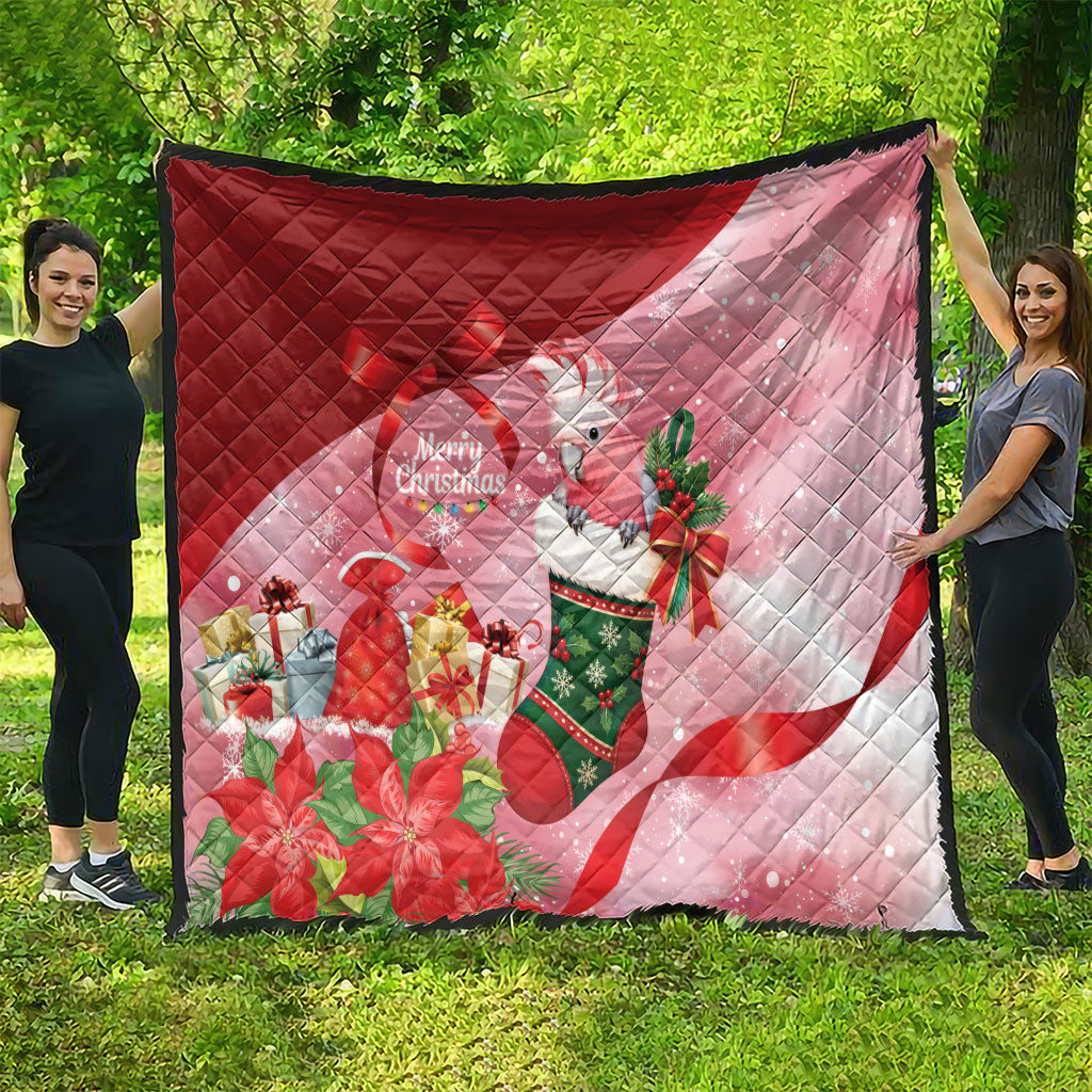 Pink Galah Cockatoo Christmas Australia Quilt Aussie Xmas Sock Coquette Bow