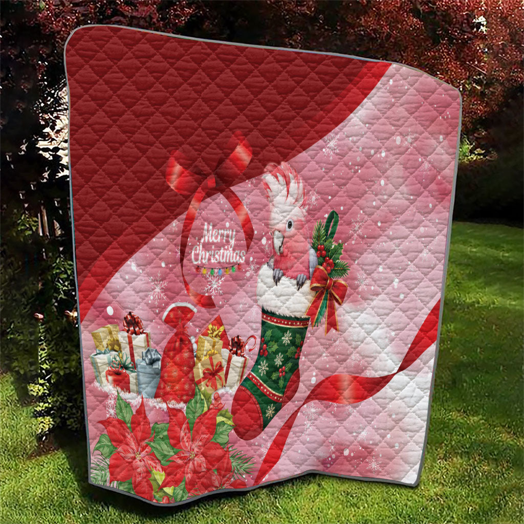 Pink Galah Cockatoo Christmas Australia Quilt Aussie Xmas Sock Coquette Bow
