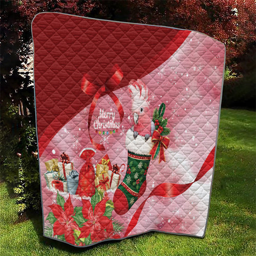 Pink Galah Cockatoo Christmas Australia Quilt Aussie Xmas Sock Coquette Bow