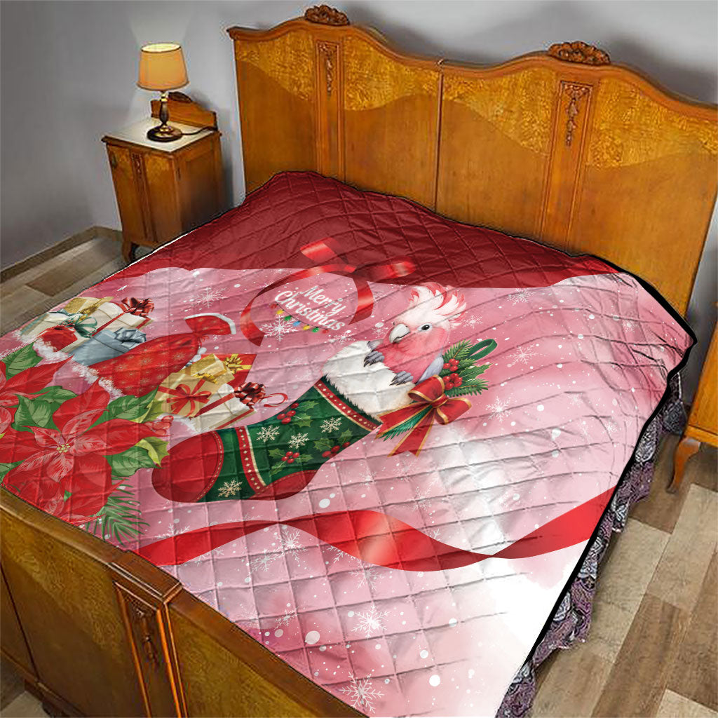 Pink Galah Cockatoo Christmas Australia Quilt Aussie Xmas Sock Coquette Bow