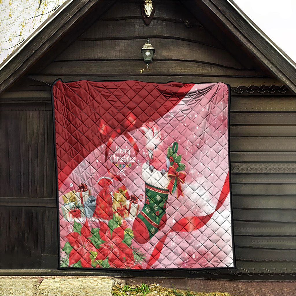 Pink Galah Cockatoo Christmas Australia Quilt Aussie Xmas Sock Coquette Bow