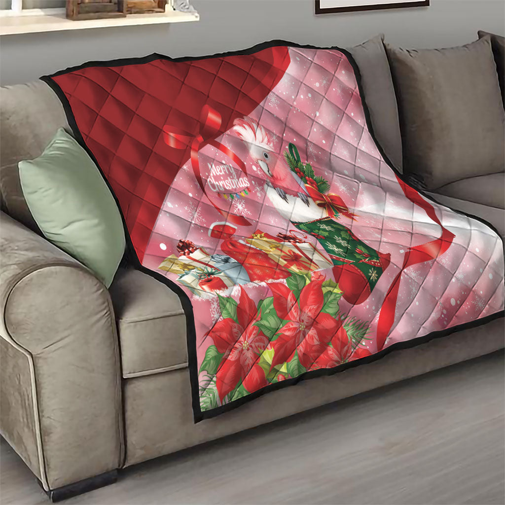 Pink Galah Cockatoo Christmas Australia Quilt Aussie Xmas Sock Coquette Bow