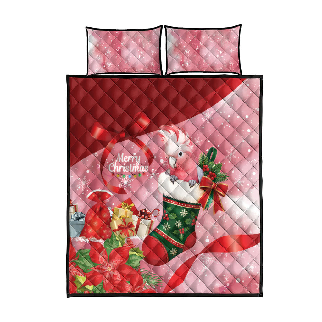 Pink Galah Cockatoo Christmas Australia Quilt Bed Set Aussie Xmas Sock Coquette Bow