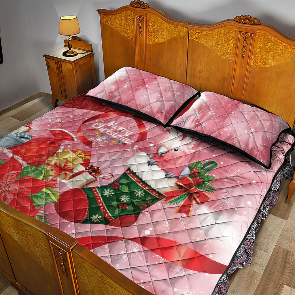 Pink Galah Cockatoo Christmas Australia Quilt Bed Set Aussie Xmas Sock Coquette Bow