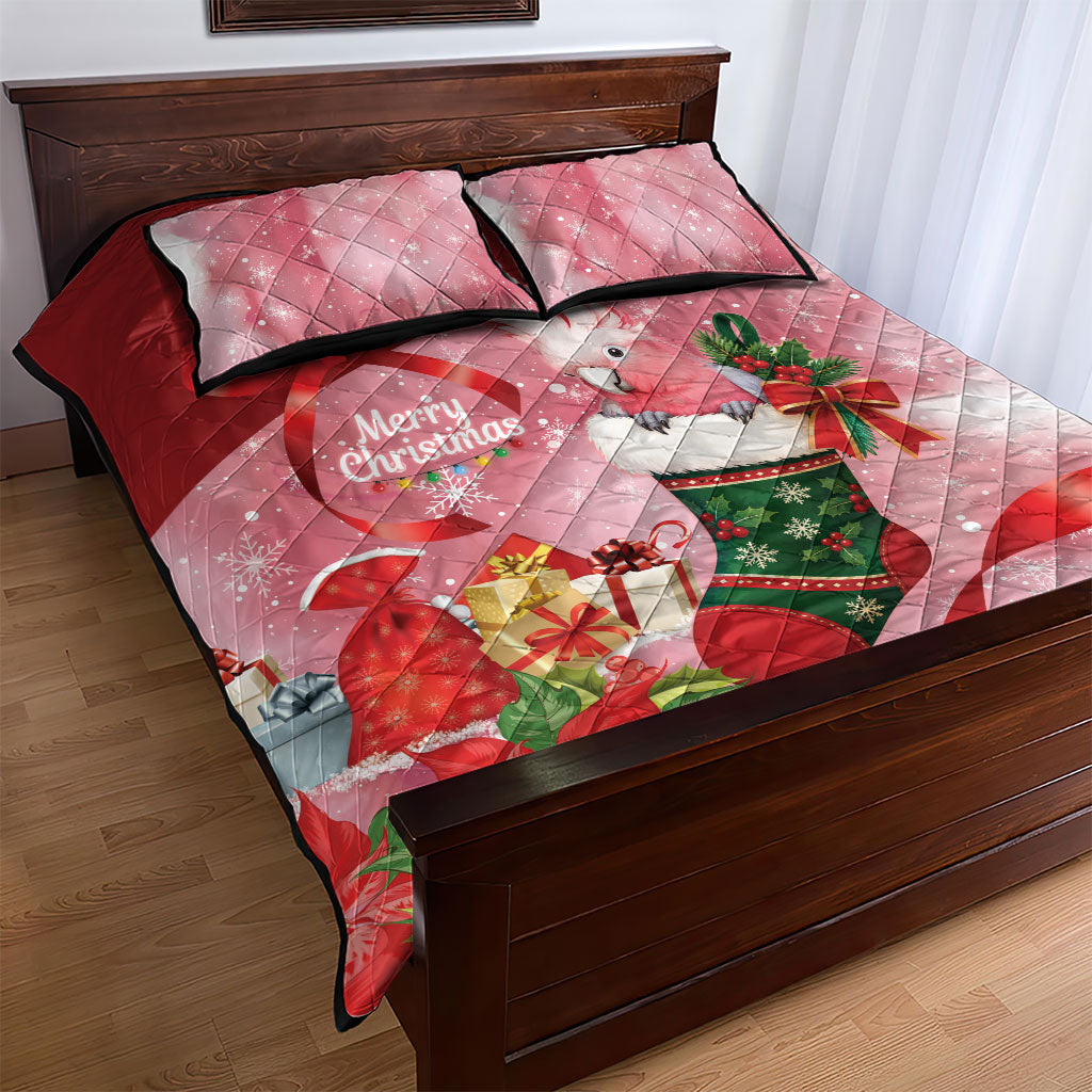 Pink Galah Cockatoo Christmas Australia Quilt Bed Set Aussie Xmas Sock Coquette Bow