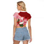 Pink Galah Cockatoo Christmas Australia Raglan Cropped T Shirt Aussie Xmas Sock Coquette Bow