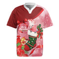 Pink Galah Cockatoo Christmas Australia Rugby Jersey Aussie Xmas Sock Coquette Bow