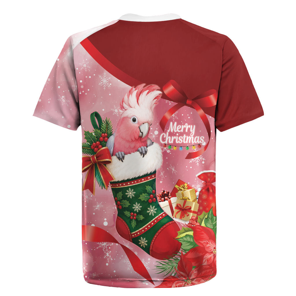 Pink Galah Cockatoo Christmas Australia Rugby Jersey Aussie Xmas Sock Coquette Bow