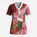 Pink Galah Cockatoo Christmas Australia Scrub Top Aussie Xmas Sock Coquette Bow