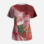 Pink Galah Cockatoo Christmas Australia Scrub Top Aussie Xmas Sock Coquette Bow
