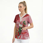 Pink Galah Cockatoo Christmas Australia Scrub Top Aussie Xmas Sock Coquette Bow