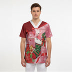 Pink Galah Cockatoo Christmas Australia Scrub Top Aussie Xmas Sock Coquette Bow