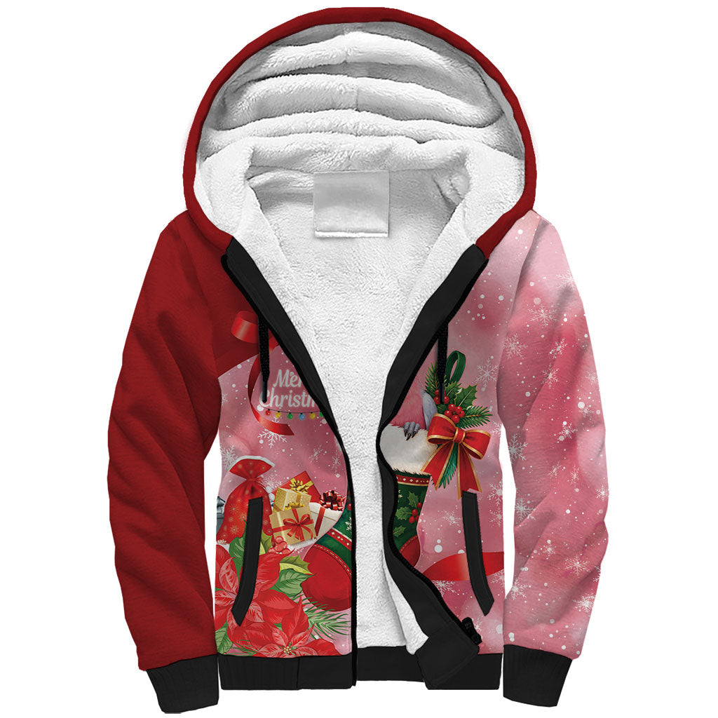 Pink Galah Cockatoo Christmas Australia Sherpa Hoodie Aussie Xmas Sock Coquette Bow