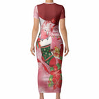 Pink Galah Cockatoo Christmas Australia Short Sleeve Bodycon Dress Aussie Xmas Sock Coquette Bow