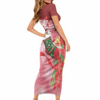 Pink Galah Cockatoo Christmas Australia Short Sleeve Bodycon Dress Aussie Xmas Sock Coquette Bow