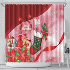Pink Galah Cockatoo Christmas Australia Shower Curtain Aussie Xmas Sock Coquette Bow