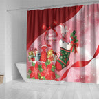 Pink Galah Cockatoo Christmas Australia Shower Curtain Aussie Xmas Sock Coquette Bow