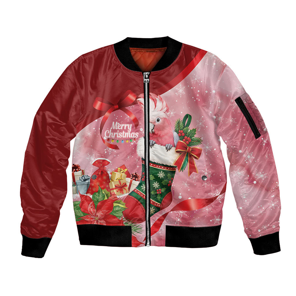Pink Galah Cockatoo Christmas Australia Sleeve Zip Bomber Jacket Aussie Xmas Sock Coquette Bow