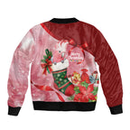 Pink Galah Cockatoo Christmas Australia Sleeve Zip Bomber Jacket Aussie Xmas Sock Coquette Bow