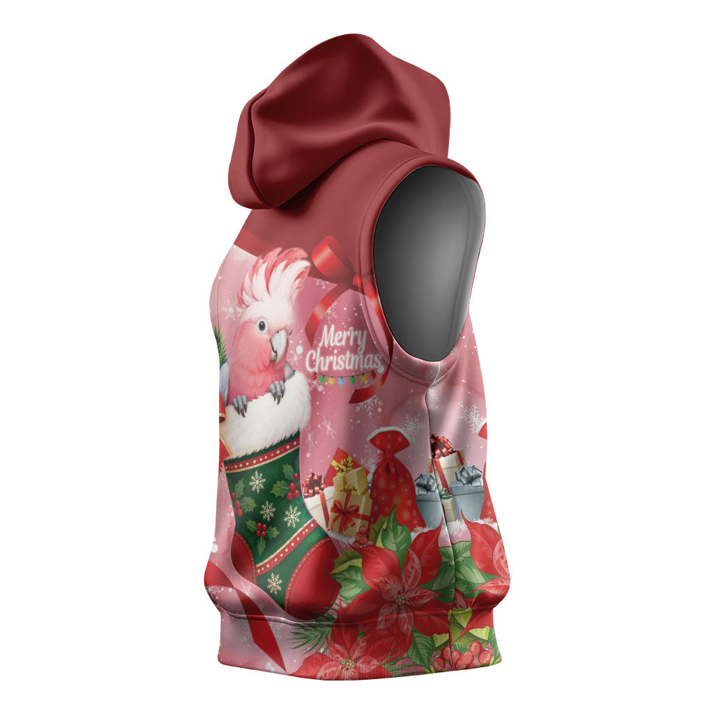 Pink Galah Cockatoo Christmas Australia Sleeveless Hoodie Aussie Xmas Sock Coquette Bow