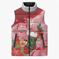 Pink Galah Cockatoo Christmas Australia Sleeveless Puffer Jacket Aussie Xmas Sock Coquette Bow
