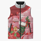 Pink Galah Cockatoo Christmas Australia Sleeveless Puffer Jacket Aussie Xmas Sock Coquette Bow