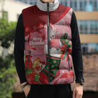Pink Galah Cockatoo Christmas Australia Sleeveless Puffer Jacket Aussie Xmas Sock Coquette Bow
