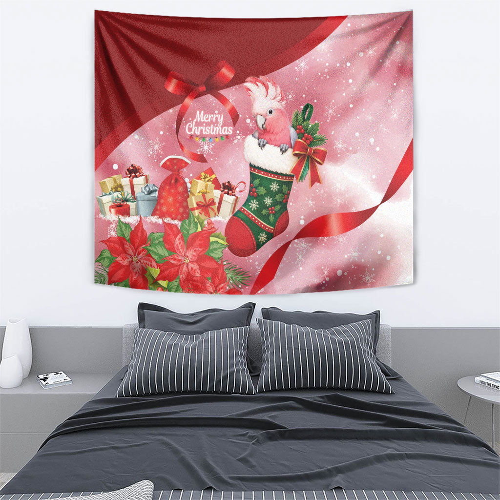 Pink Galah Cockatoo Christmas Australia Tapestry Aussie Xmas Sock Coquette Bow