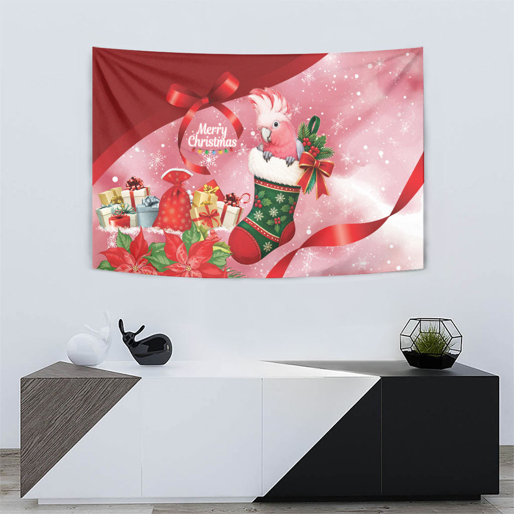 Pink Galah Cockatoo Christmas Australia Tapestry Aussie Xmas Sock Coquette Bow