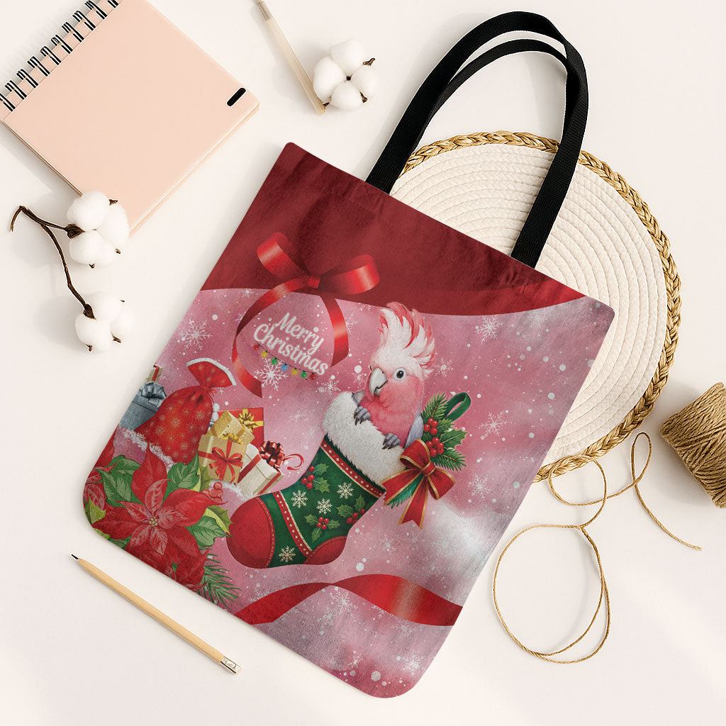 Pink Galah Cockatoo Christmas Australia Tote Bag Aussie Xmas Sock Coquette Bow