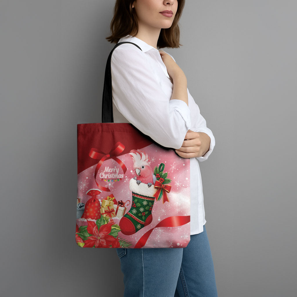Pink Galah Cockatoo Christmas Australia Tote Bag Aussie Xmas Sock Coquette Bow