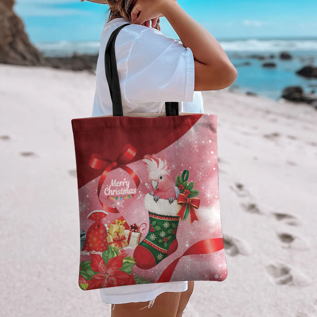 Pink Galah Cockatoo Christmas Australia Tote Bag Aussie Xmas Sock Coquette Bow