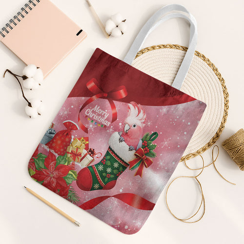 Pink Galah Cockatoo Christmas Australia Tote Bag Aussie Xmas Sock Coquette Bow