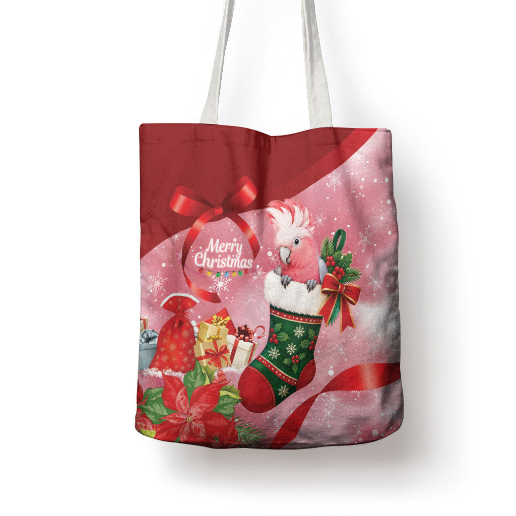 Pink Galah Cockatoo Christmas Australia Tote Bag Aussie Xmas Sock Coquette Bow
