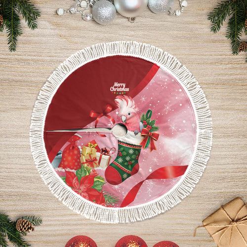 Pink Galah Cockatoo Christmas Australia Tree Skirt Aussie Xmas Sock Coquette Bow