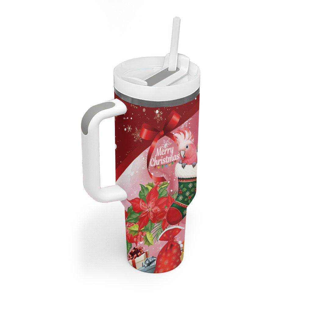 Pink Galah Cockatoo Christmas Australia Tumbler With Handle Aussie Xmas Sock Coquette Bow