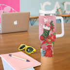 Pink Galah Cockatoo Christmas Australia Tumbler With Handle Aussie Xmas Sock Coquette Bow
