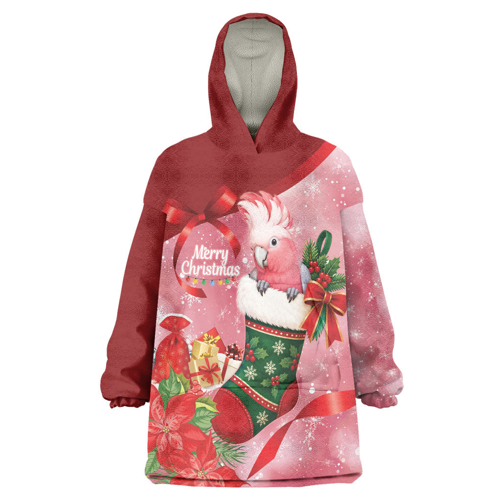Pink Galah Cockatoo Christmas Australia Wearable Blanket Hoodie Aussie Xmas Sock Coquette Bow