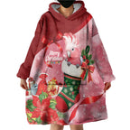 Pink Galah Cockatoo Christmas Australia Wearable Blanket Hoodie Aussie Xmas Sock Coquette Bow