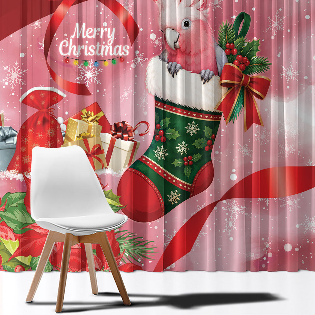 Pink Galah Cockatoo Christmas Australia Window Curtain Aussie Xmas Sock Coquette Bow