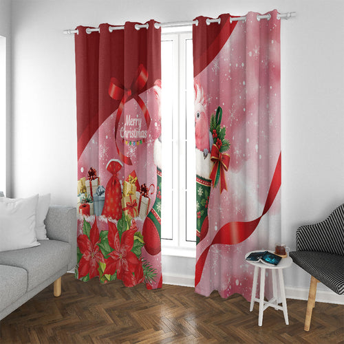 Pink Galah Cockatoo Christmas Australia Window Curtain Aussie Xmas Sock Coquette Bow