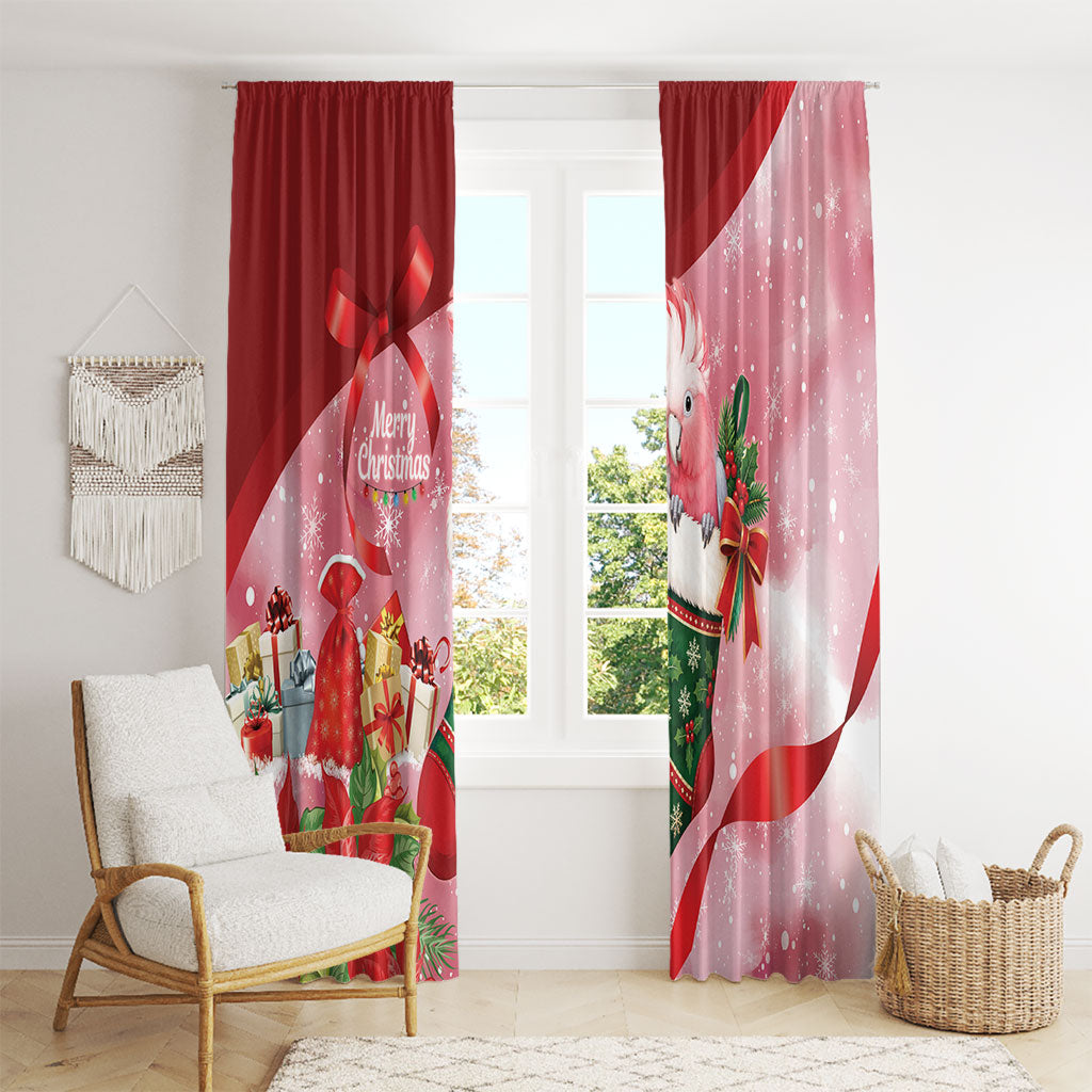 Pink Galah Cockatoo Christmas Australia Window Curtain Aussie Xmas Sock Coquette Bow